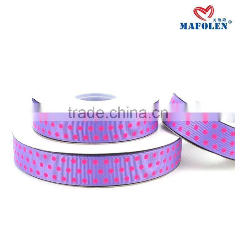 Hot Pink Polka Dots printed grosgrain ribbons for gift packing