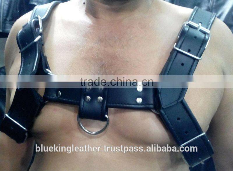 New Cowhide Napa Leather Men's HARNESS Colorful Edges GAY FETISH