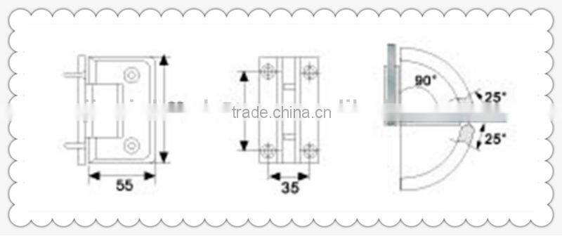 High quality 90degree shower hinges for glass door