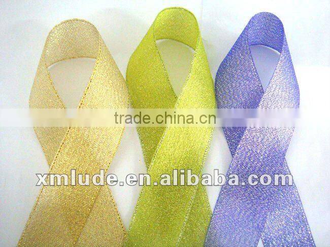 wholesale colorful metallic ribbon/ red/ pink/ plum/green/yellow
