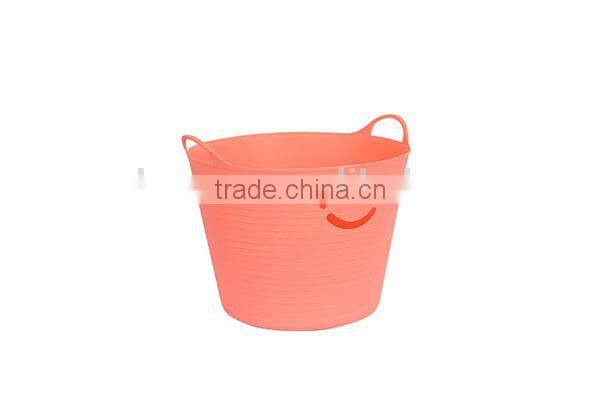 Coloful Smiling Face Plastic Storage Basket With Handle