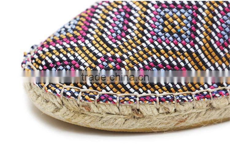 ethnic trend knitted hemp fashion shoe ladies flat loafer shoes, espadrille