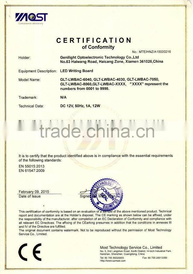 Multi-applied Reusable LED Writing Board for advertising 60*40cm