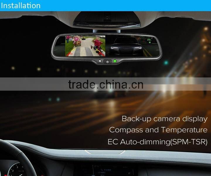 4.3 inch car rearview mirror auto-dimming monitor rear mirror with camera parking sensor