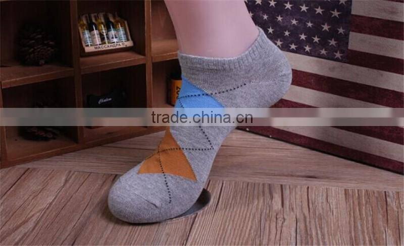 Factory Custom Made Mens Casual Argyle design short ankle socks,custom made mens ankle socks
