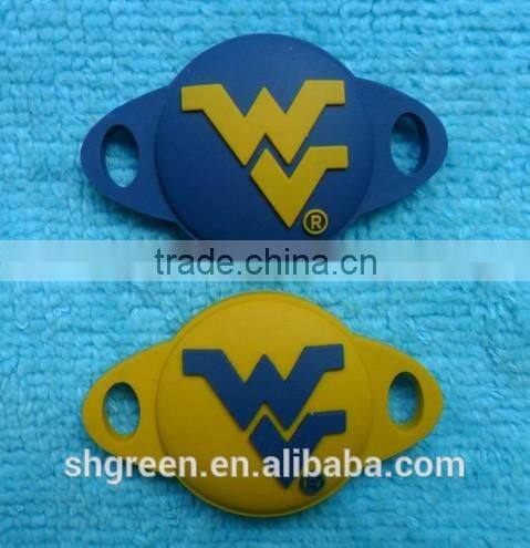 Soft company name rubber patch with sewing on