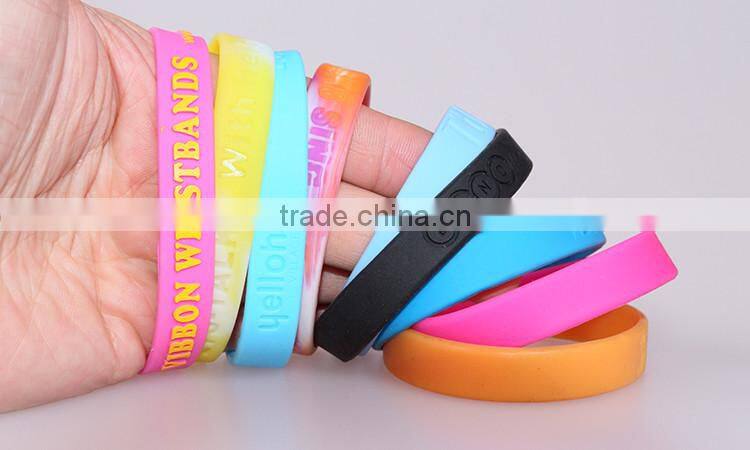 2016 logo printed silicon bracelet bulk cheap custom silicon wristband