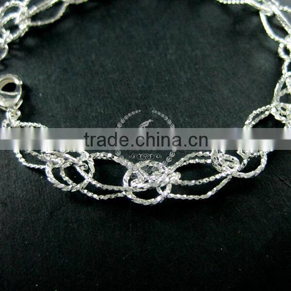 19cm silver plated brass faceted rhombic link fashion DIY bracelet supplies 1900071