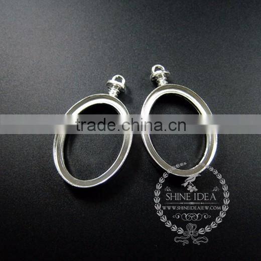 30x40mm silver plated alloy oval pendant charm DIY bezel setting glass tray jewelry supplies 1820287