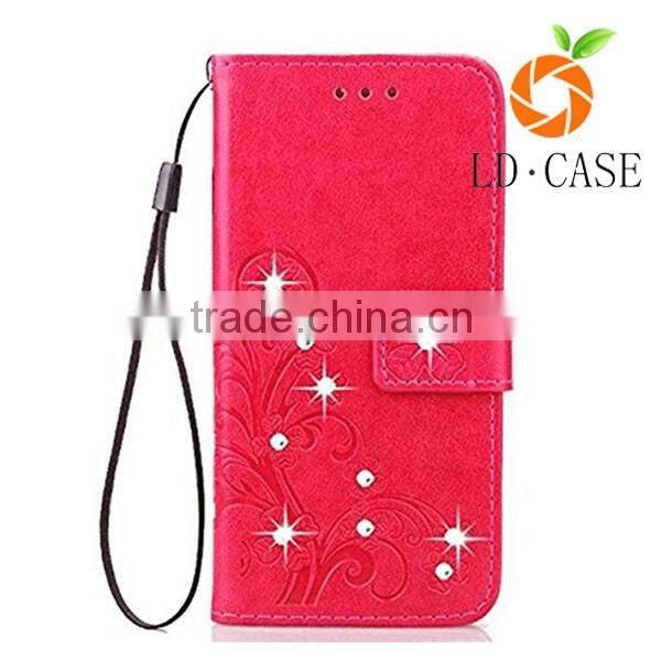 Bling Crystal Diamond PU Leather Wallet Case cell phone case for Samsung note 7
