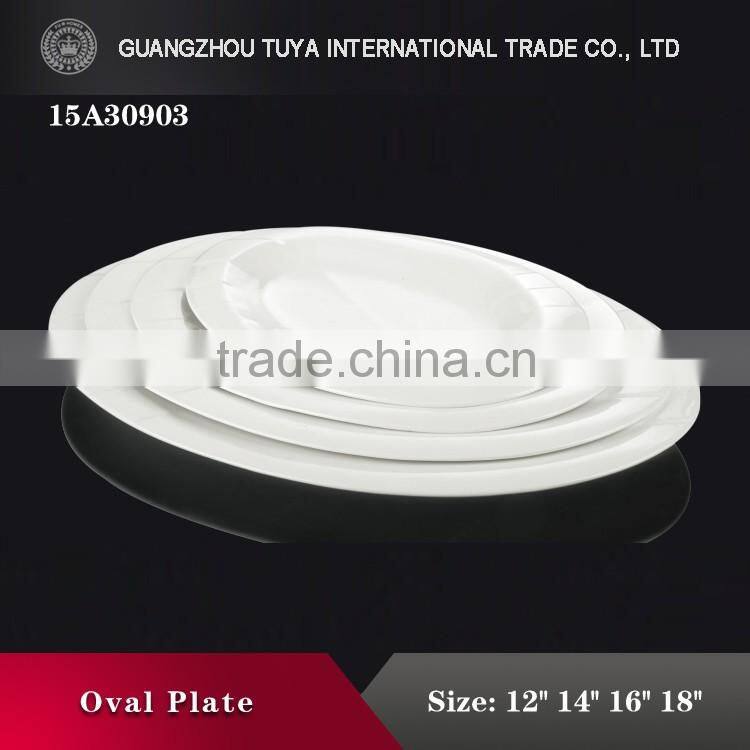 Hot sale cheap stock ceramic oval plate.