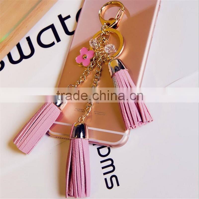 Luxury leather tassel car keychain