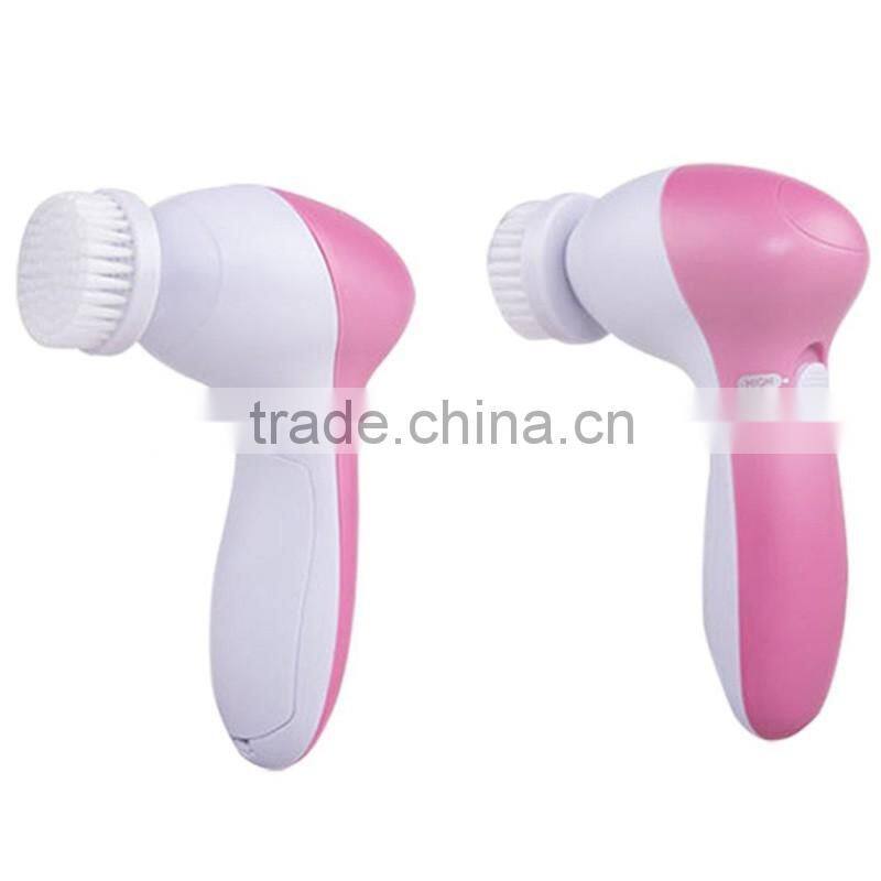 YF-029 5 in 1 Multi-Function Portable Facial Skin Care Electric Massager/Scrubber with Facial Latex Brush Cosmetic Sponge