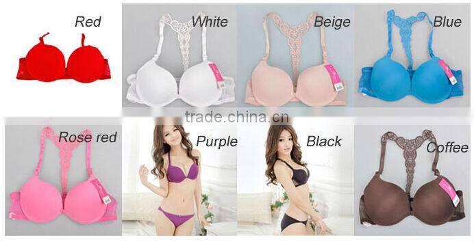 Hot Women Girls New Sexy Front Closure Lace Racer Back Push Up Bra Factory Wholesale
