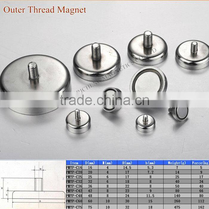 Powerful ferrite pot magnet with hook