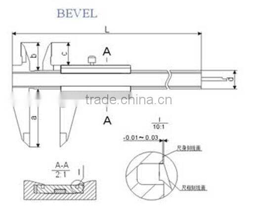 Parallax-free Plane Vernier Calipers Mono-block Verniers