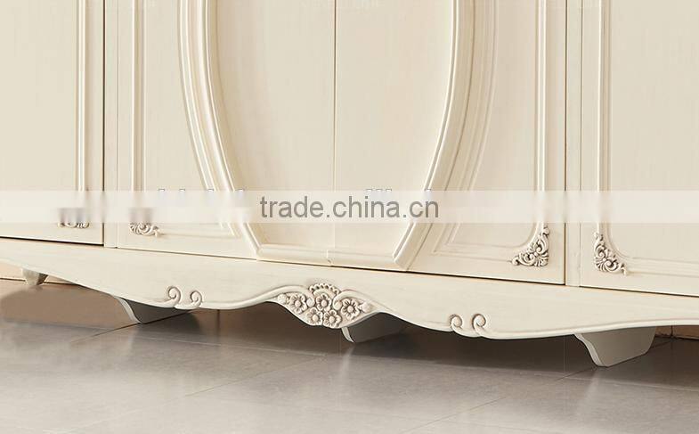 Chrysanthemum carving series solid wood four doors wardrobe