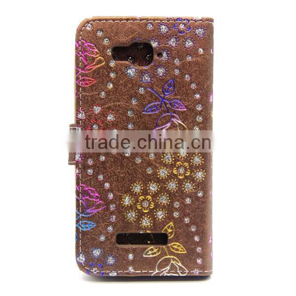 PU Leather Wallet Flip Card Holder Case Magnet Cell Phone Cover for Alcatel C7