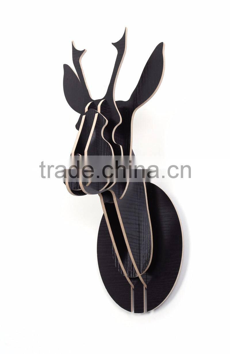 indoor wall mounted wooden little deer head decoration