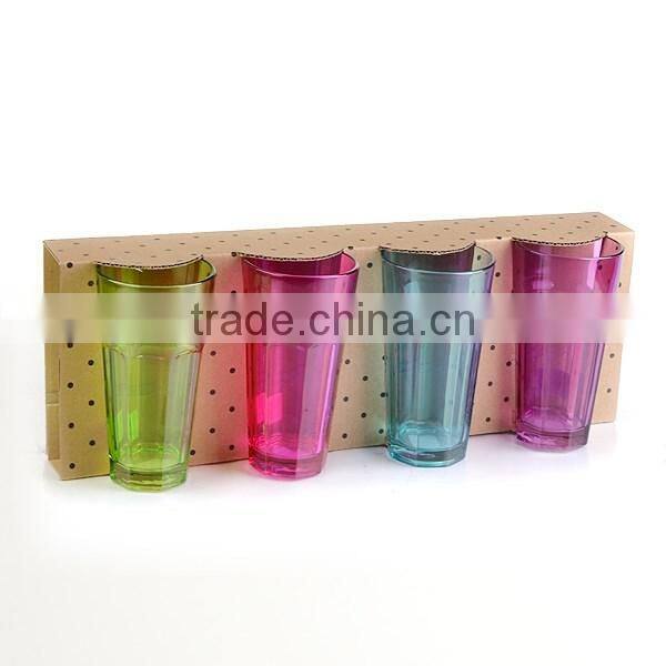 12.5oz bar drinking glass colorful water cup gift set high quality octagon cup