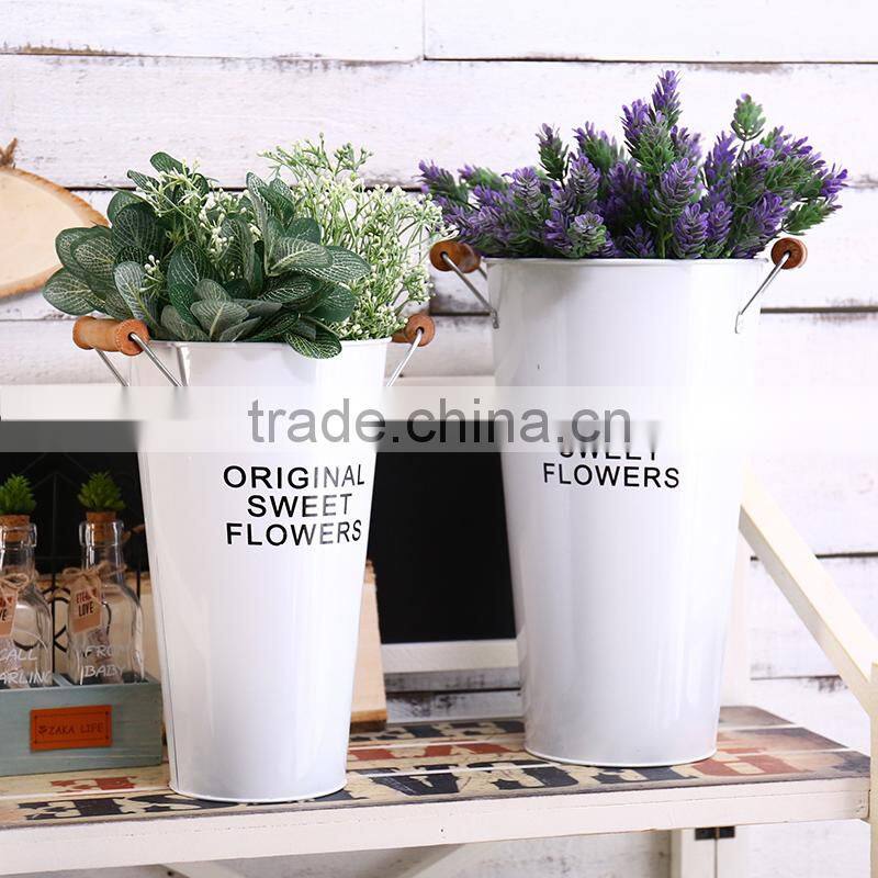 Vintage decorative garden galvanized metal flower pot tall vase planter