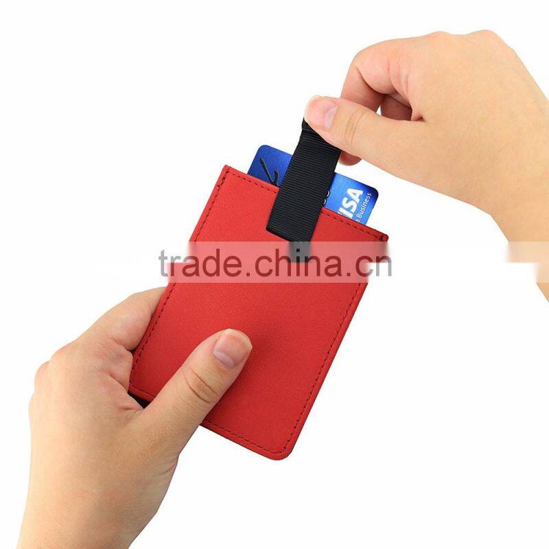 Color customized Men's 100% Leather Slim Flip Wallet with Money Clip and Pull Tab