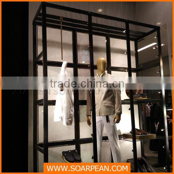 Industrial style clothing retail metal display rack