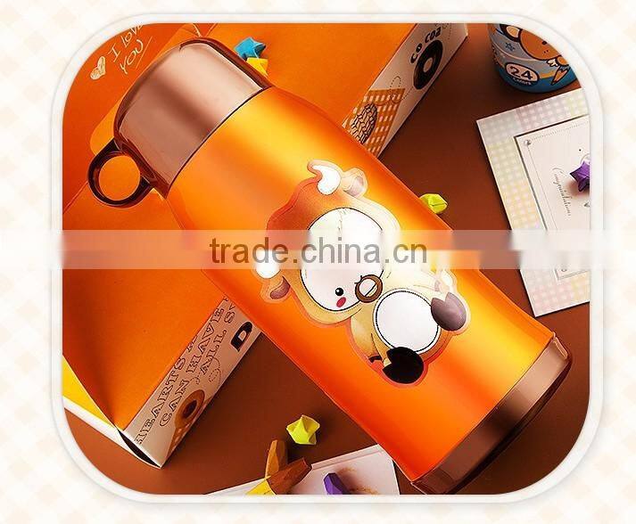 600ml 304 Stainless steel flask with straw kids water bottle