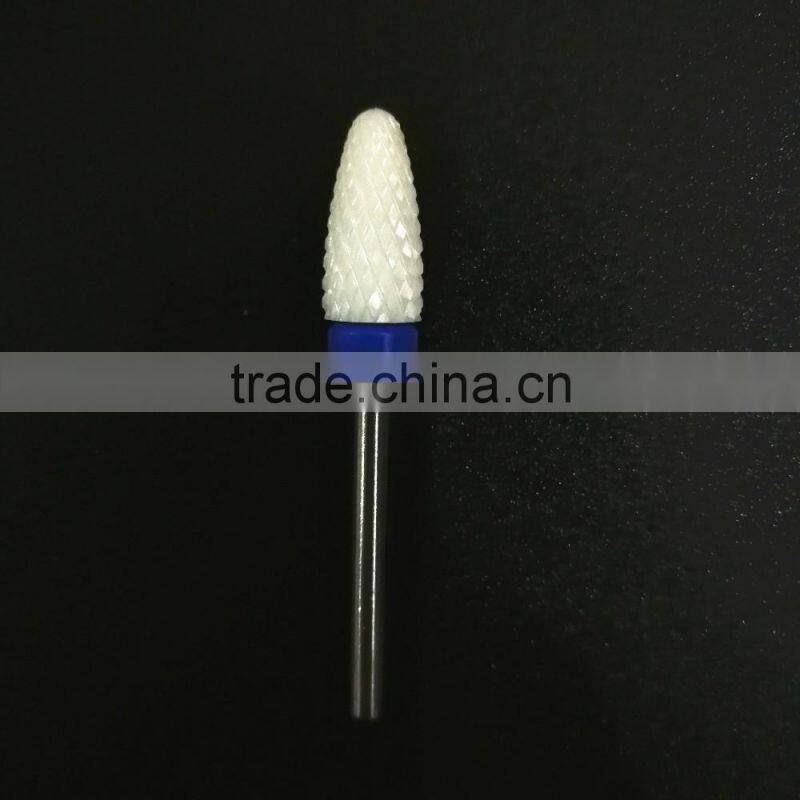 Ceramic Nail Drill Bit Burr 3/32" Shank Flame White Color