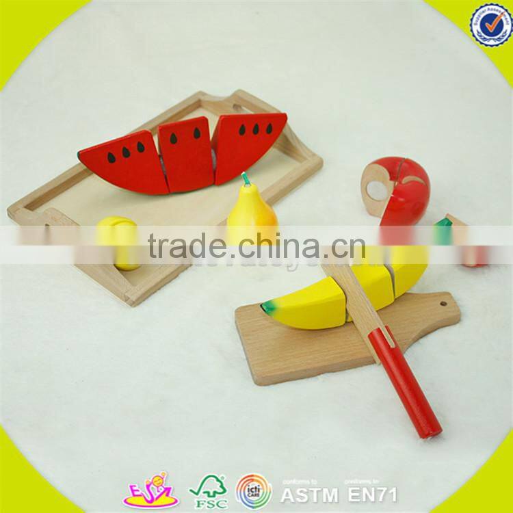Wholesale funny wooden cutting fruits toy top quality wooden cutting fruits game pretend toy wooden cutting fruits toy W10B008