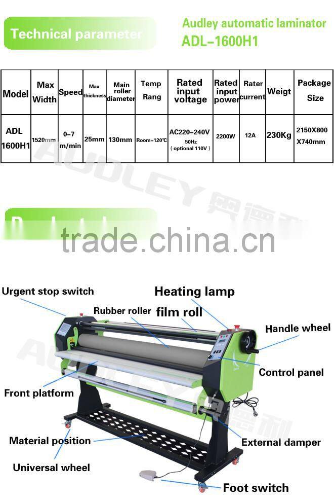 Automatic 1600mm roll material hot and cold Laminating machine