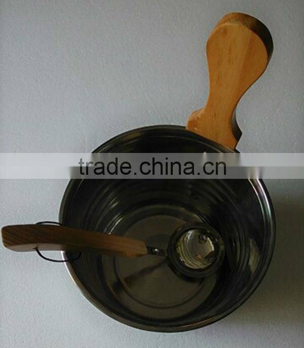 Stainless steel sauna bucket and spaoon, sauna barrel