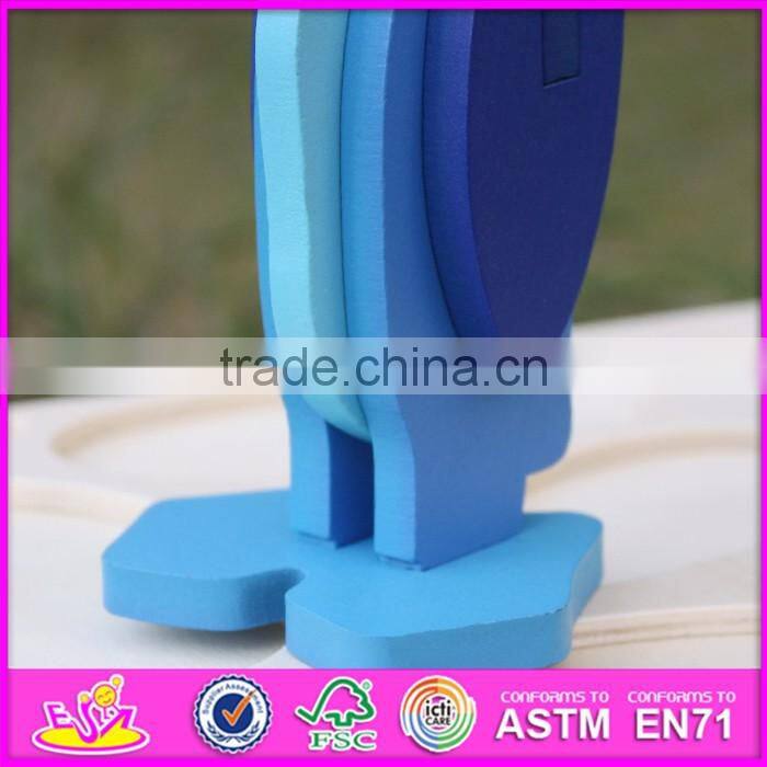 2017 New product diy 3d penguin wooden animal jigsaw puzzles W14G041