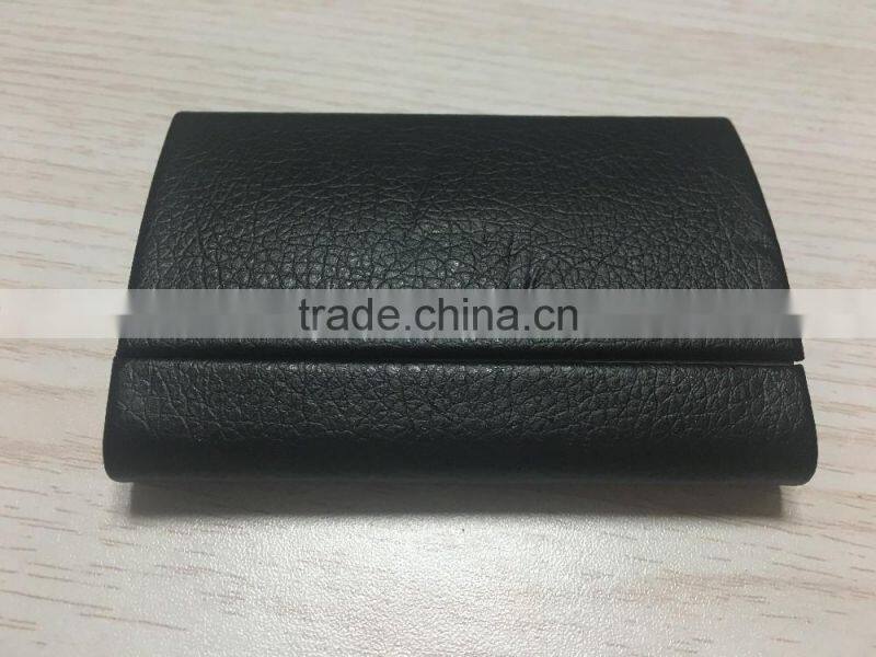 Double side PU leather&Metal business card holder /name card holder
