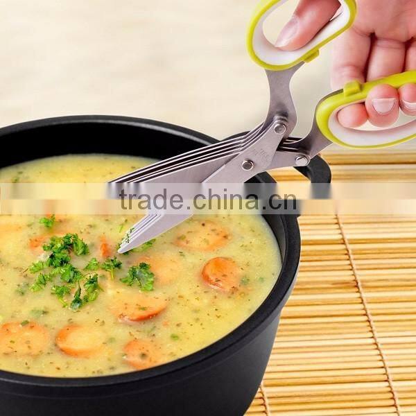 Kitchen Five Layers of Multilayer Stainless Steel Scissors Cut Green Onion Mince Coriander Laver