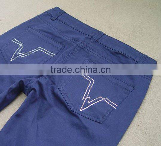 Ladies' 100% cotton twill embroideried casual pants