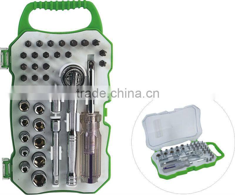 36pcs 1/4" drive socket set in plastic case