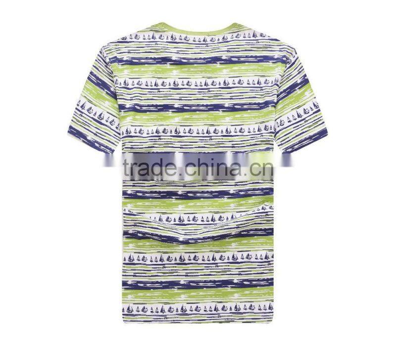 Men's full printed short t shirt (100%cotton )with round neck