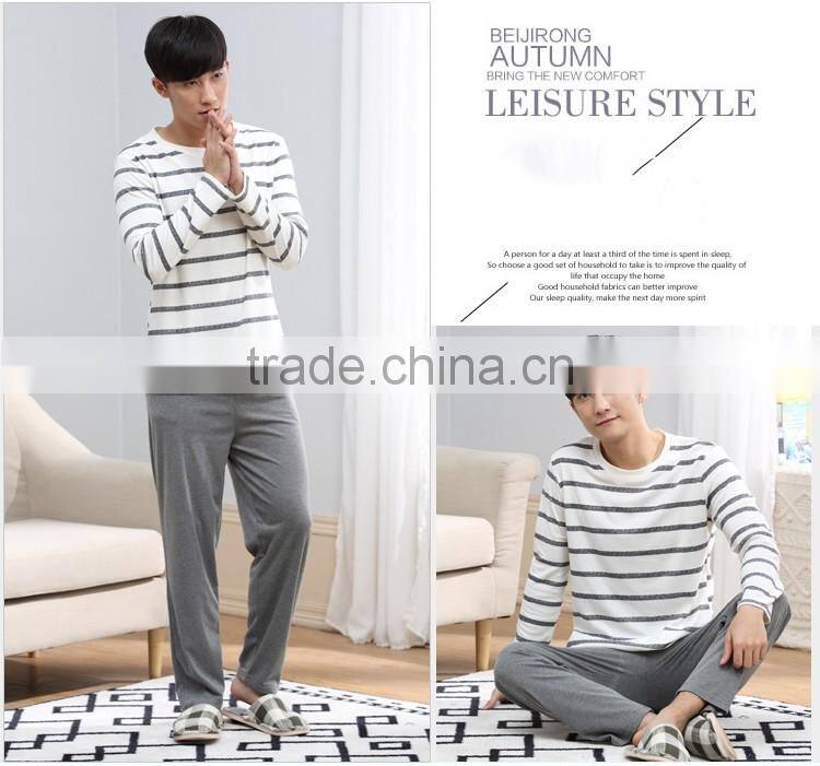 man pajamas cotton long sleeve / cotton youth men's leisure wear suits