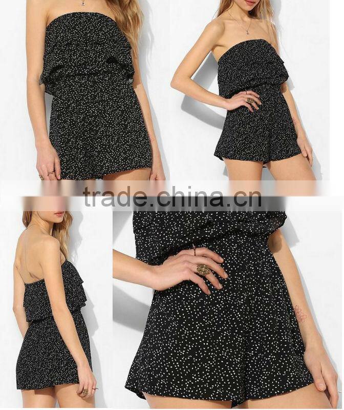 Pins And Needles Double Ruffle Strapless Romper