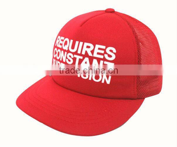 2013 summer printing snap back closure flat brim foam mesh 5 panel trucker cap