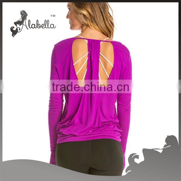 Stretch viscose nylon long sleeve fitness shirt