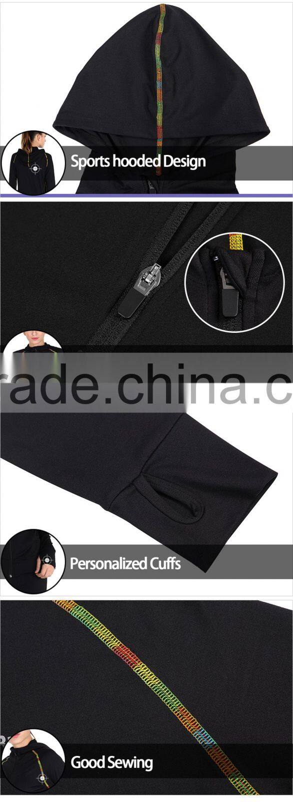 China Factory Women Fitness Wear With Hooded Elastic Breathable Outer Sports Jackets Comfortable