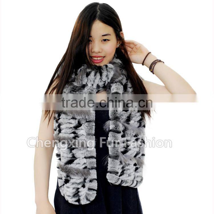 CX-S-55F New Latest Design Real Rex Rabbit Fur Winter Poncho Shawl Scarf