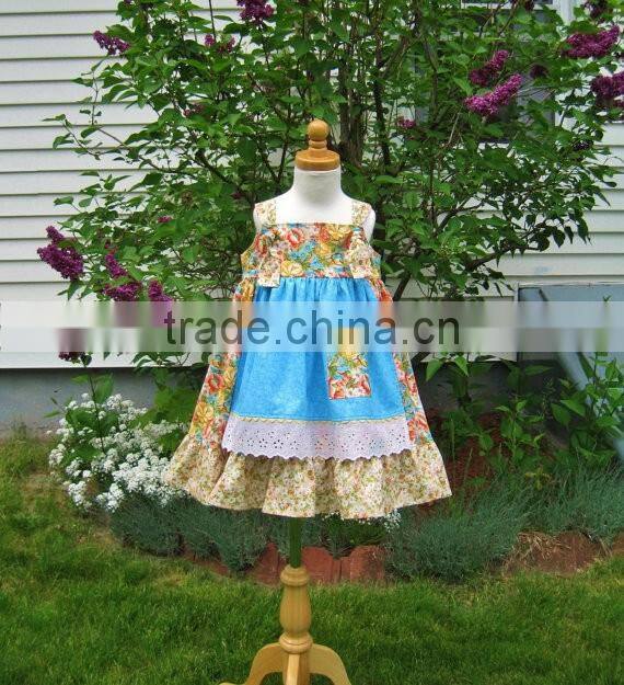 Latest design 3 year old girl dress 100% cotton floral two piece prom baby clothes dress set