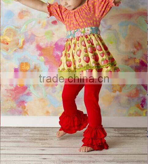 wholesale new style boutique design kids girls capri ruffle pants clothig