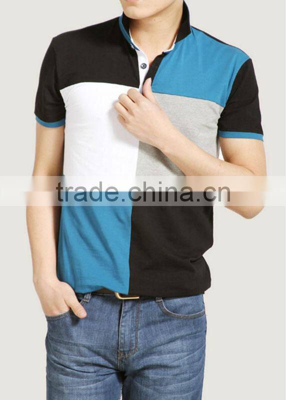 Multi-color stitching polo shirts with Pima cottom