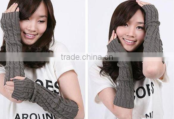 Women Arm Warmer Knitting Wool Long Cool Fingerless Gloves7869