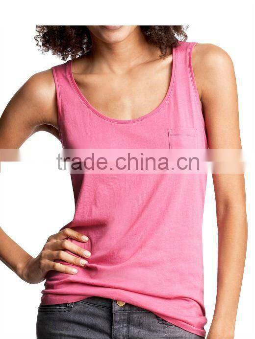 COTTON KNITTED WOMEN'S TANK TOP WITH FLOWER TRIM