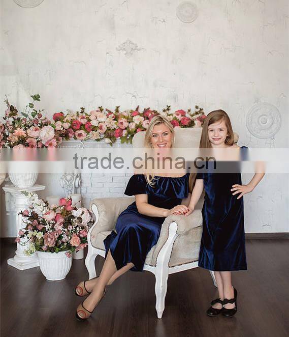 Velvet Fabric Mother Daughter Matching Dress Women Maxi Dress Family Look